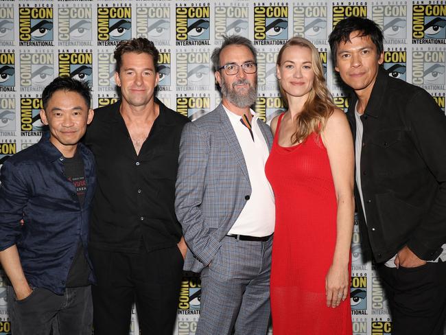 James Wan, Executive Producer; Scott Speedman, Ian McCulloch, Showrunner/Executive Producer; Yvonne Strahovski, Chaske Spencer at San Diego Comic Con in July. Picture: Christine Bartolucci/Peacock