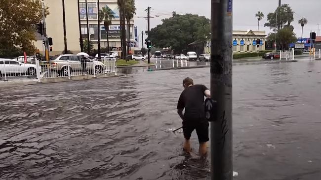 A flooded street in Newcastle. Picture: Supplied