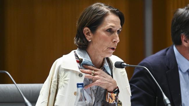 Virgin Australia CEO Jayne Hrdlicka at a Senate inquiry in Canberra last year. Picture: NCA NewsWire/Martin Ollman