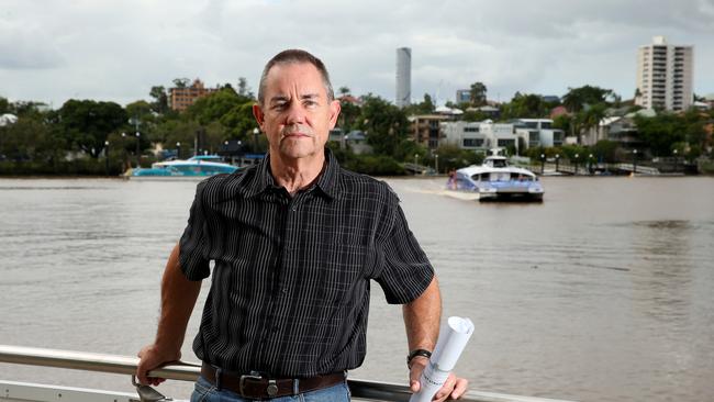 St Lucia resident Ron Morgan opposed UQ's plan to build a cycle/pedestrian bridge from West End to Guyatt Park, and now Council is asking residents if they like its green bridge proposal which could land at Guyatt Park. Two other landing sites have been suggested as well. Picture: Richard Walker