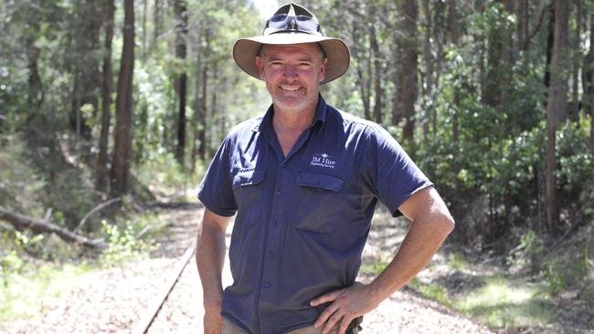 Stewart Mackie, Glenreagh Mountain Railway president on a part of the railway line which stretches all the way to Dorrigo. Photo: Tim Jarrett