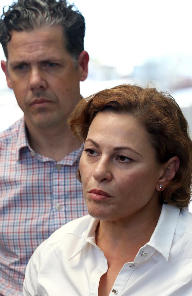 Deputy Premier and Treasurer Jackie Trad, Tourism Tropical North Queensland Chief Executive Officer Mark Olsen, speaking after the tourism industry round table meeting in Cairns to discuss the impacts of the COVID19. Picture: Anna Rogers