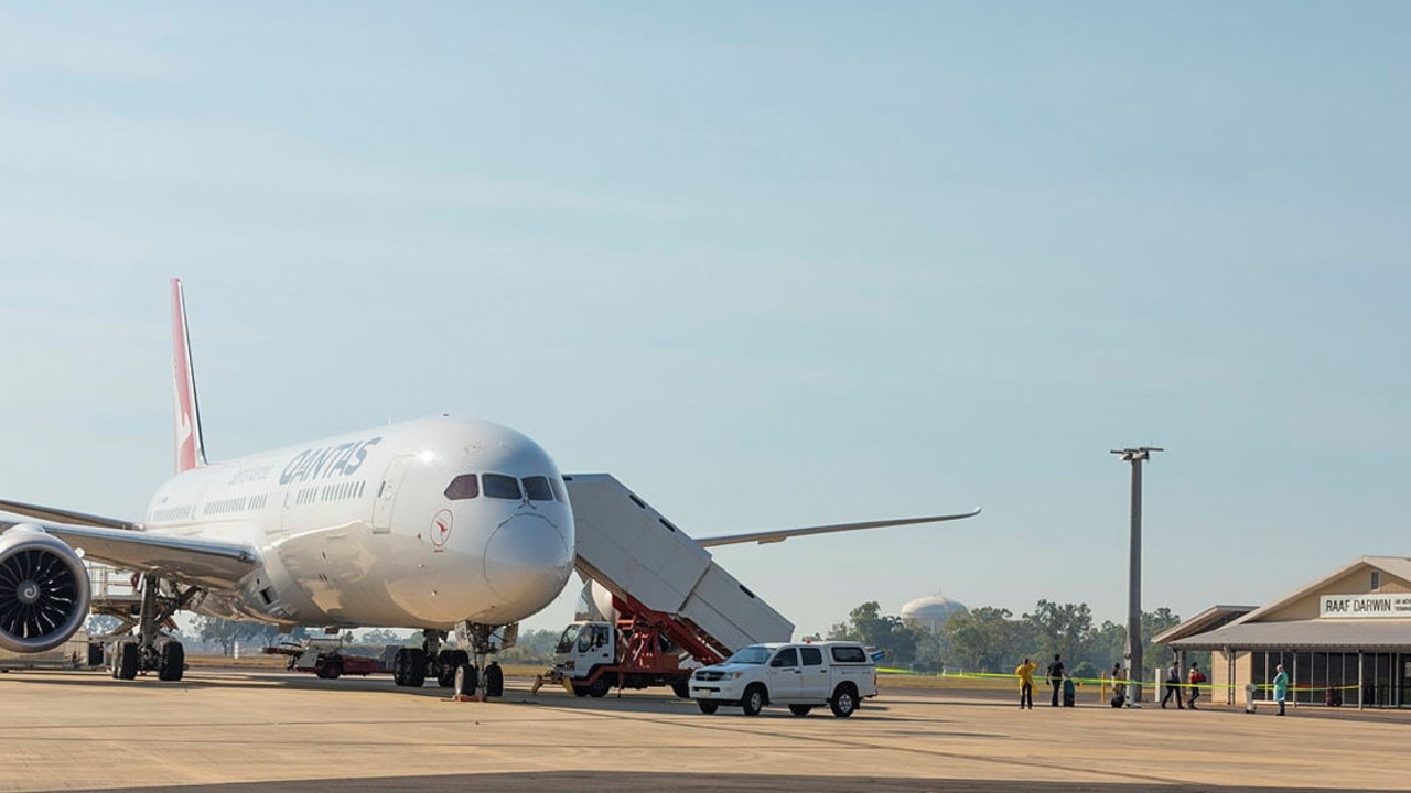 The first repatriation flight into Australia from India since the temporary ban was imposed last month arrived in Darwin on Saturday. Picture: Supplied by ADF