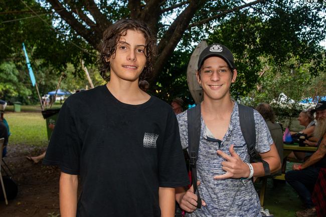 Ilaan Syme and james Morris from Airlie Beach at Wintermoon Festival at Mount Charlton.Picture: Michaela Harlow