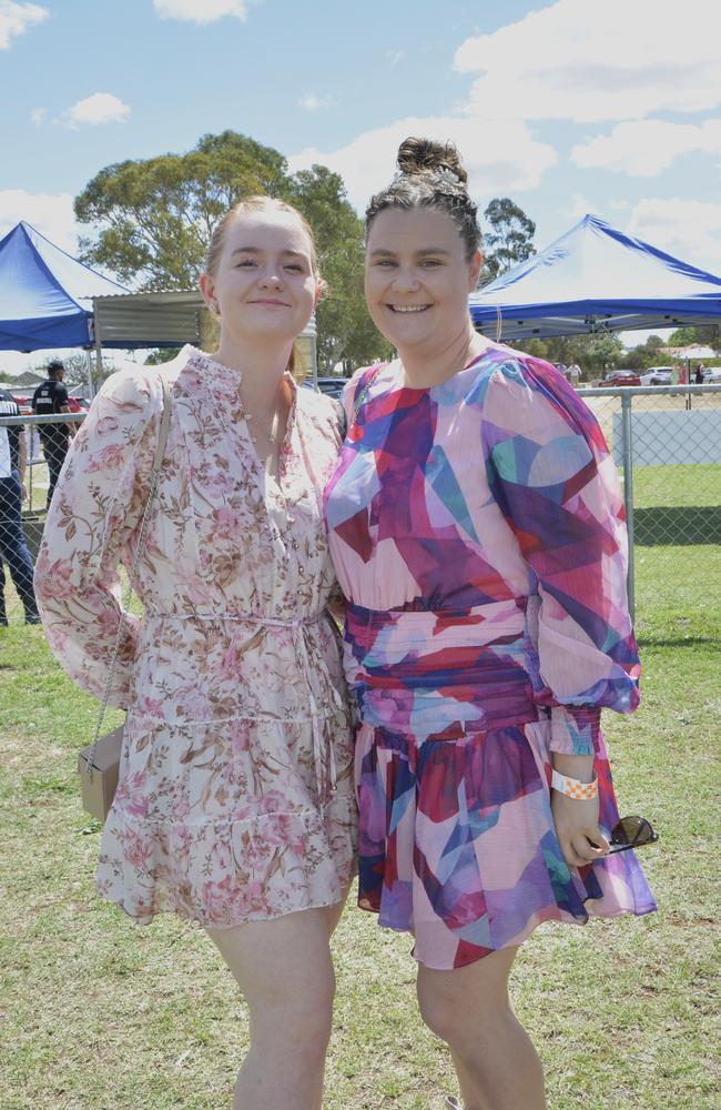 At the Clifton Races are (from left) Maddie Lucas and Lauren Thomas, Saturday, October 28, 2023. Picture Jessica Klein