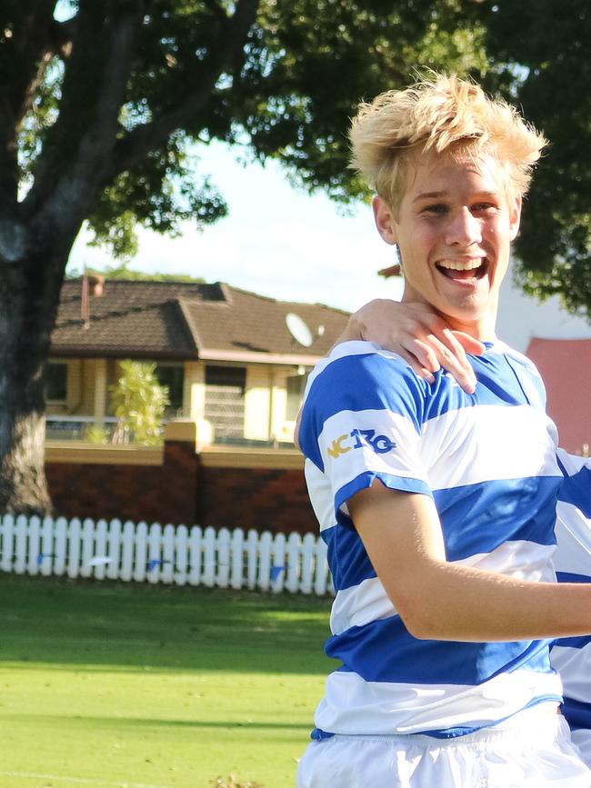 Sam Klein, left, is a Roar senior player from Nudgee.