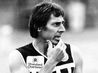 Port Adelaide Magpies coach Russell Ebert keeps a close watch on training at Alberton Oval 11 Sep 1986. (Picture by staff photographer Leon Faivre) Picture: Advertiser Library