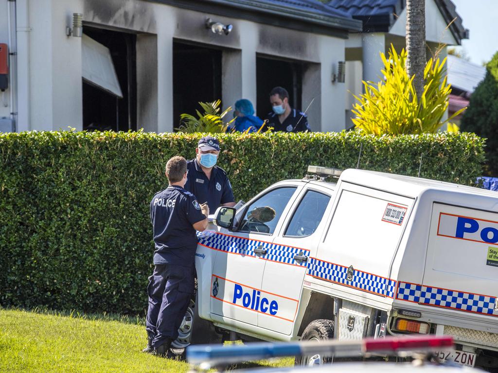 Police at the scene of the fatal house fire at Hannant Street, Collingwood Park. Picture: Richard Walker