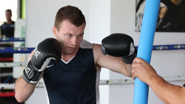 Jeff Horn training with Dundee Kim. Pic Peter Wallis