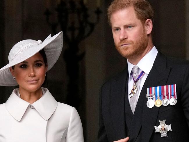 Prince Harry with his wife, Meghan Markle. Picture: Matt Dunham / AFP