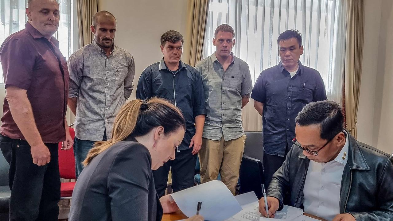 Release papers for the five men were signed this week. Picture: AFP / Indonesia's Coordinating Ministry for Law, Human Rights, Immigration and Corrections