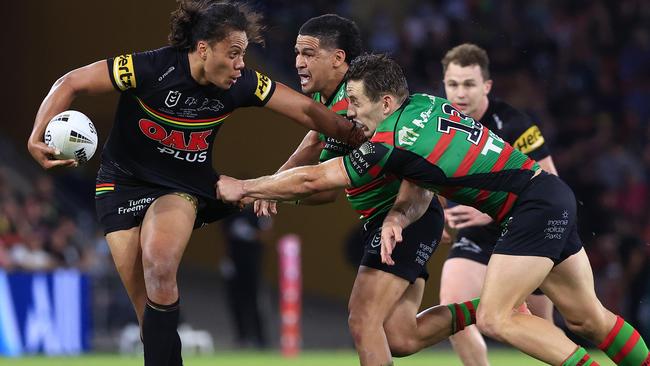 Jarome Luai in action during the Grand Final between the Penrith Panthers and South Sydney Rabbitohs at Suncorp Stadium in Brisbane. Picture: Adam Head