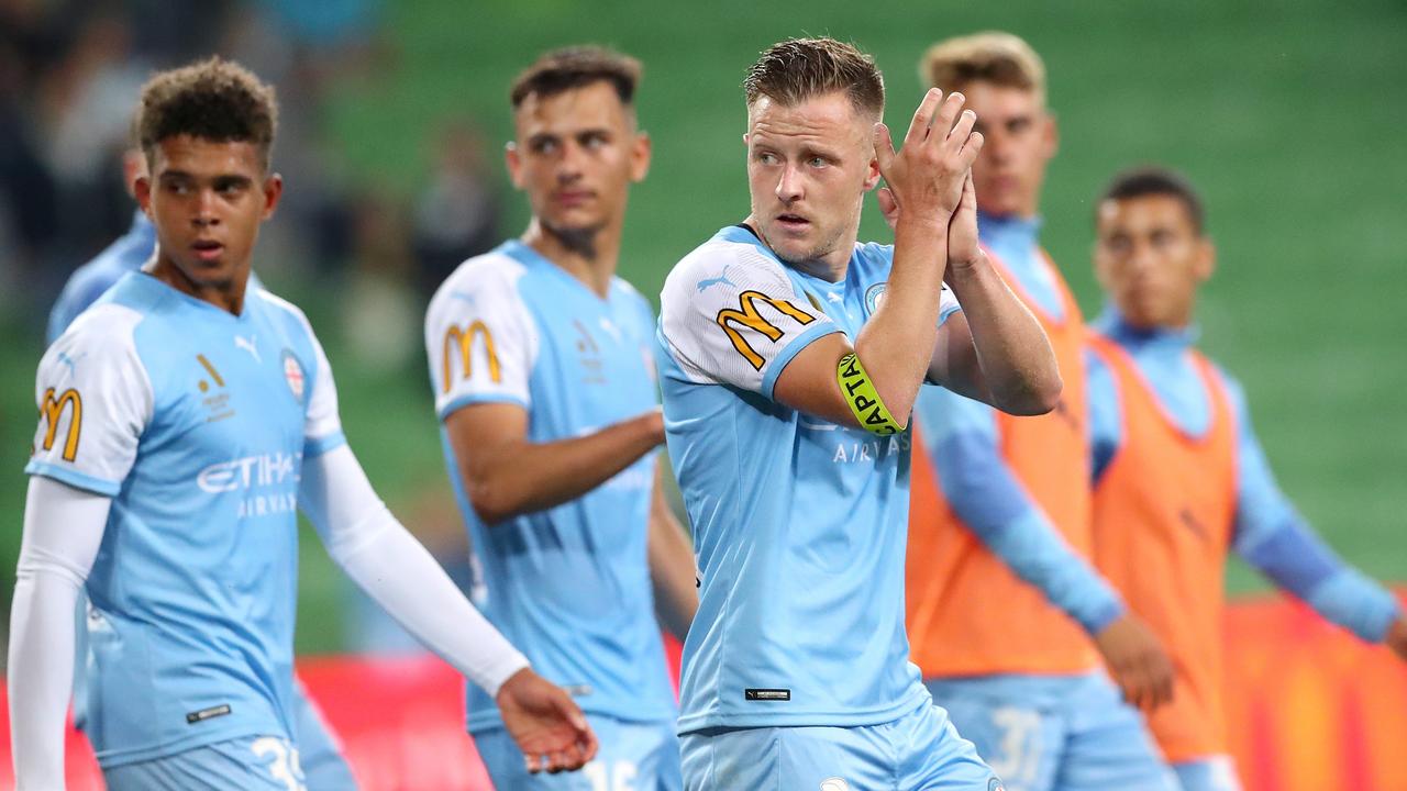 Melbourne City put up a fight despite being undermanned. (Photo by Kelly Defina/Getty Images)