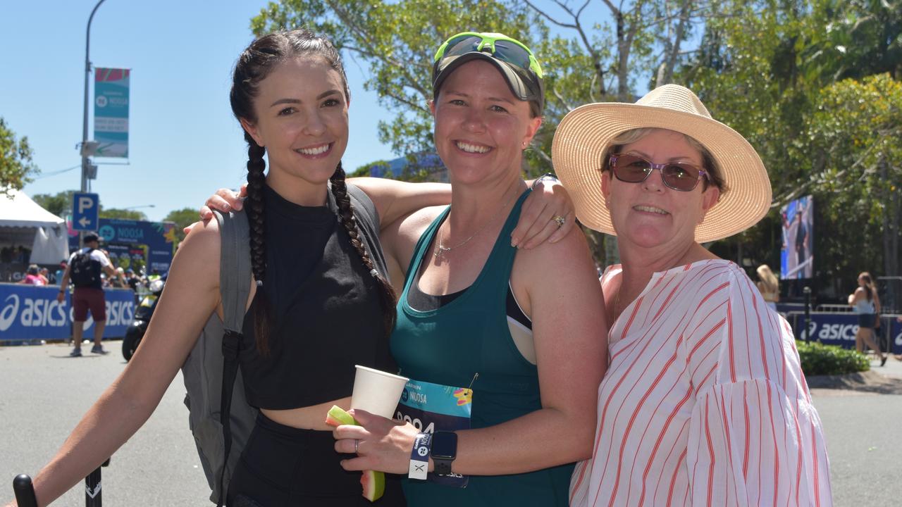 Danielle Capps, Brianna Wright and Helen Tilly at the Garmin Noosa Triathlon on October 30, 2022. Picture: Sam Turner