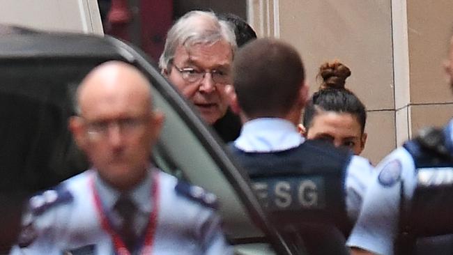 George Pell arrives at the Supreme Court of Victoria in Melbourne yesterday. Picture: AAP