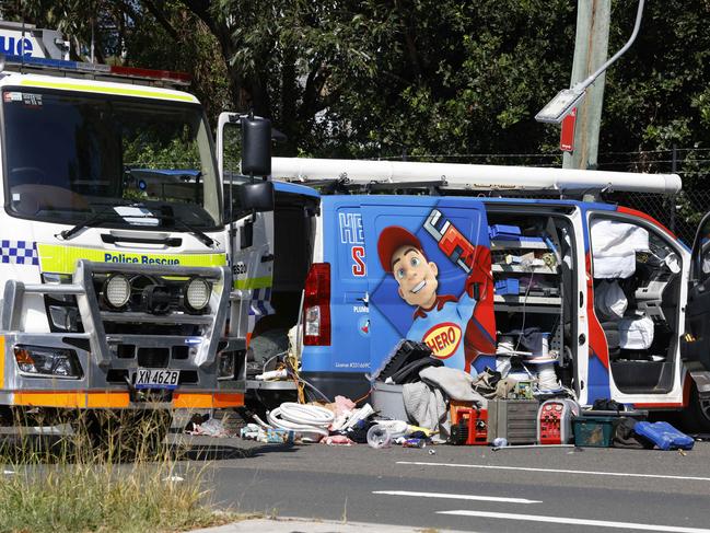 SYDNEY, AUSTRALIA - NewsWire Photos MARCH 22, 2025: Emergency services at a crash scene on Botany Road in Matraville where earlier a woman was trapped for some time then taken away by an ambulance.Picture: NewsWire / Damian Shaw