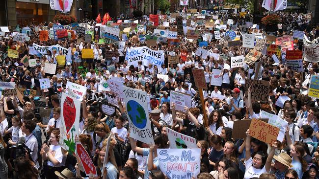 Thousands of students rally demand action on climate change in Sydney. Picture: AAP