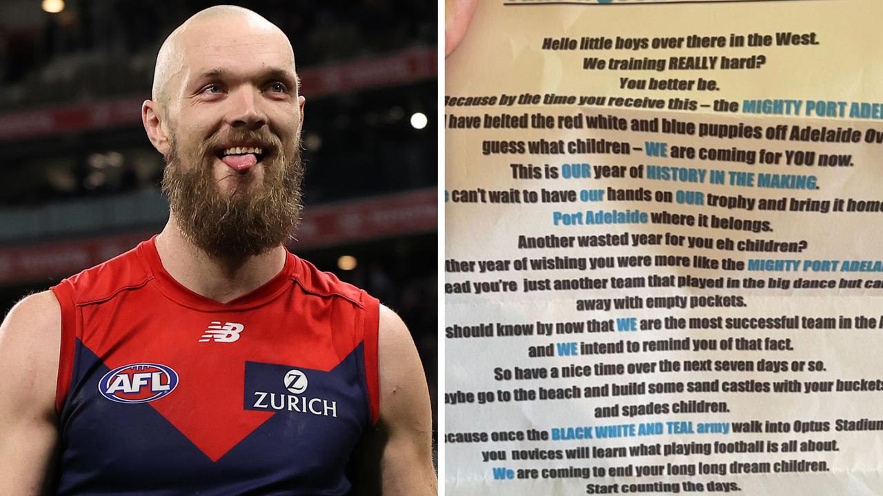 Max Gawn has revealed a letter sent to him by an overly optimistic Port Adelaide fan.