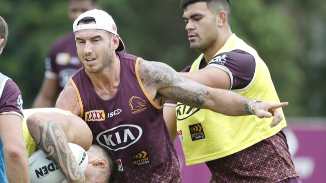 Darius Boyd sees David Fifita as a future Broncos captain. Picture: Peter Wallis