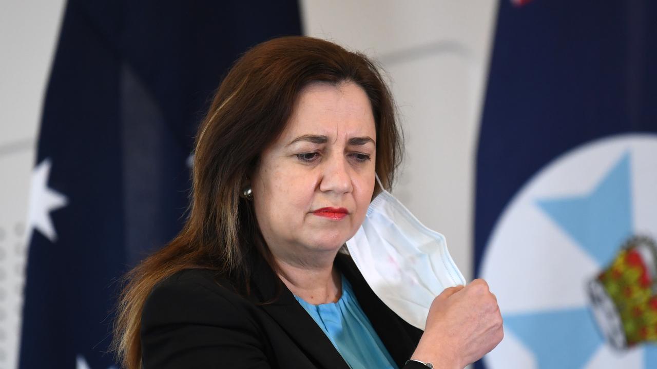 Queensland Premier Annastacia Palaszczuk is seen during a press conference to provide a Covid update. Picture: NCA NewsWire /Dan Peled