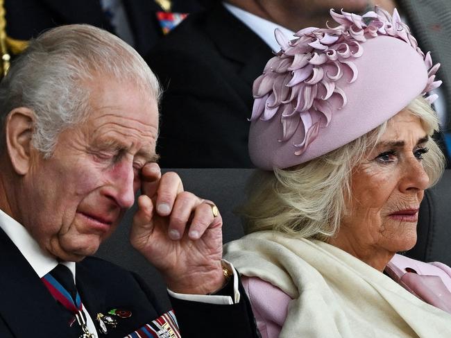 King Charles also appeared to shed a tear in Portsmouth, southern England. Picture: AFP