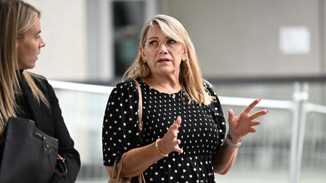 Vicki Blackburn, mother of murder victim Shandee Blackburn, leaves the commission of inquiry in Brisbane on Tuesday. Picture: NCA NewsWire / Dan Peled