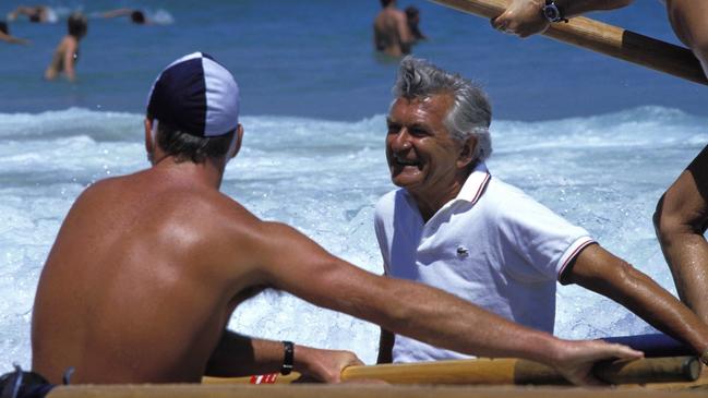 Bob Hawke at Bondi Beach in 1986.