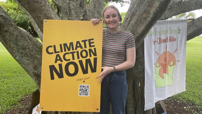 Babinda State School Year 12 student Isabella Bostock at the School Strike 4 Climate on Cairns Esplanade. Picture: Andreas Nicola.