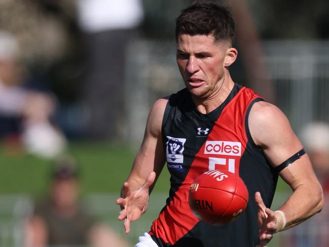 MELBOURNE, AUSTRALIA - APRIL 27: Will Hoare of the Bombers in action during the 2024 VFL Round 05 match between Collingwood and Essendon at Victoria Park on April 27, 2024 in Melbourne, Australia. (Photo by Rob Lawson/AFL Photos)