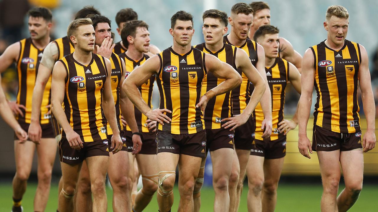 Hawthorn players lament their loss to Hawks.
