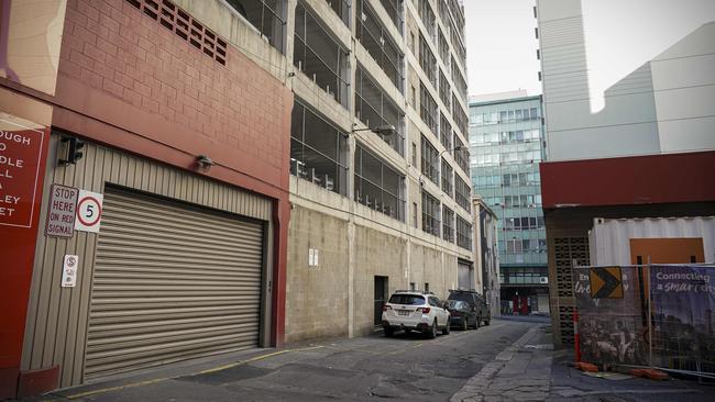 Woodsons Lane where a man was attacked in a car park in the early hours of Sunday morning. Picture: Mike Burton/AAP