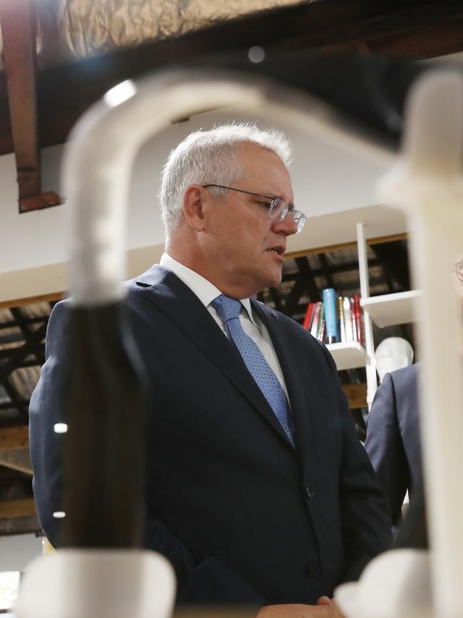 Scott Morrison tours the Seer medical facility in Melbourne. Picture: NCA NewsWire / David Crosling