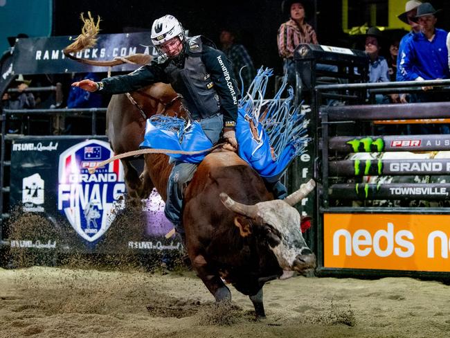 Clermont's Aaron Kleier on his way to winning a history-making third consecutive PBR Australia championship. Photo: Contributed