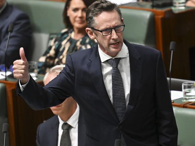 CANBERRA, AUSTRALIA, NewsWire Photos. FEBRUARY 26, 2024: Assistant Treasurer Minister for Financial Services, Stephen Jones during Question Time at Parliament House in Canberra. Picture: NCA NewsWire / Martin Ollman