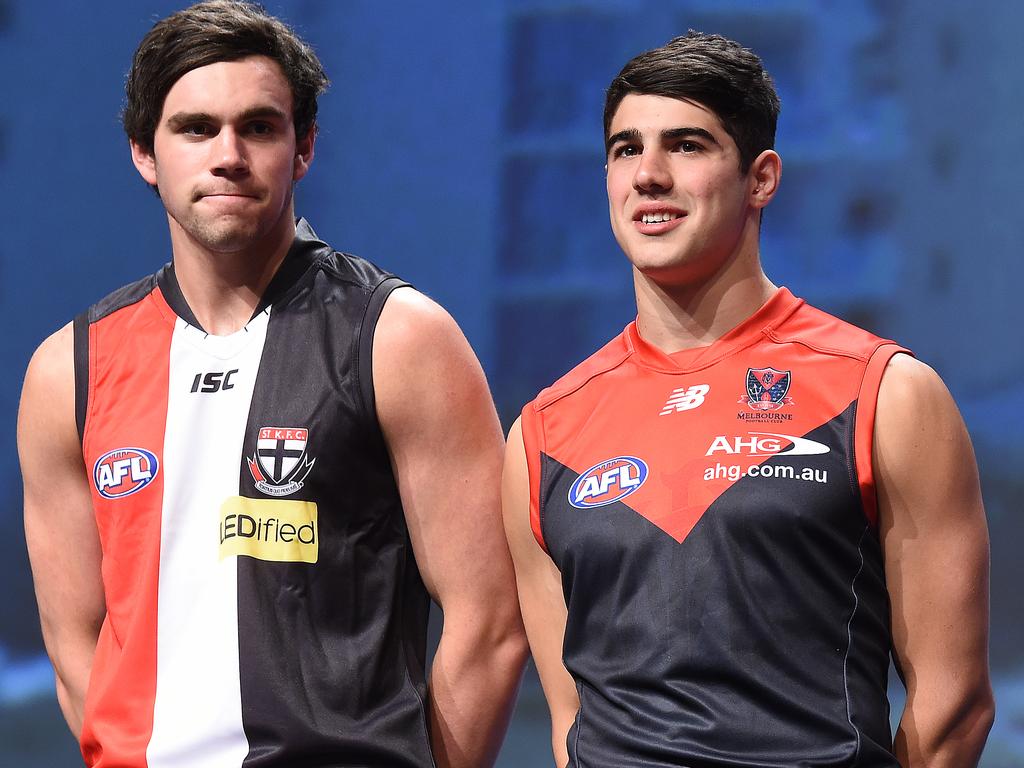 Paddy McCartin was the No.1 pick in Heeney’s draft year, now the pair are teammates. Melbourne landed Norm Smith medallist Christian Petracca after bidding for Heeney. Picture: AAP