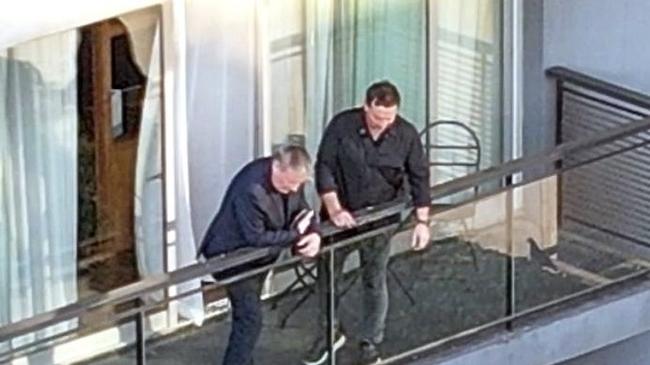 ** FEES APPLY** ONE TIME USE ONLY - MUST CREDIT BACKGRID - NETWORK NEWS PREMIUM CONTENT: NO THE AUSTRALIAN/NO NEWS.COM/NO SKY NEWS AU_3063578 - Buenos Aires, ARGENTINA  -  *PREMIUM-EXCLUSIVE*  - Geoff Payne, father (LEFT) of the late musician Liam Payne, was spotted standing on the balcony from which his son tragically fell, looking down at the deck below. Shot on 10/18/24  Pictured: Geoff Payne  BACKGRID Australia 19 OCTOBER 2024   Phone: + 61 419 847 429 Email:  sarah@backgrid.com.au