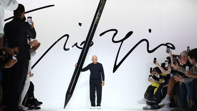 Designer Giorgio Armani at the Spring/Summer 2024 fashion show in Milan in June. Picture: Getty Images