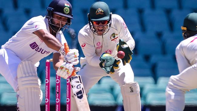 Australia's wicketkeeper Tim Paine drops a catch from India's Rishabh Pant during the third Test last summer.