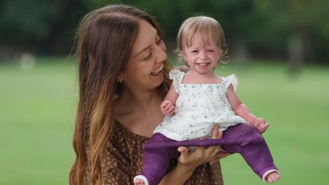 Gemma Bergen with her daughter Ocie Ni Dheasmhunaigh who was born with a genetic condition impacting one in 20 worldwide. Picture: Annette Dew