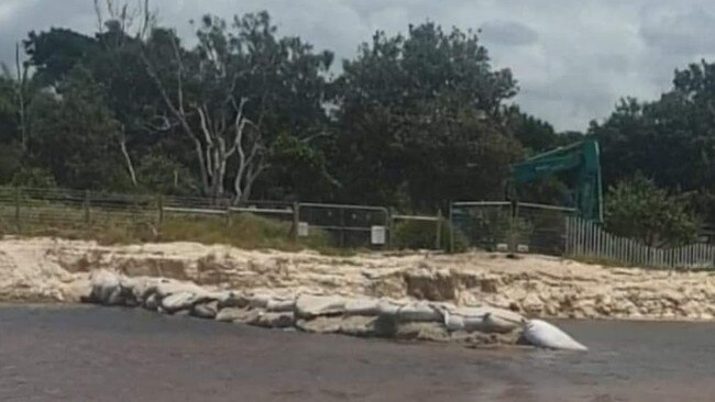 Sandbagging works have been taking place at Belongil, at Elements of Byron Resort. Picture: Greg Jard