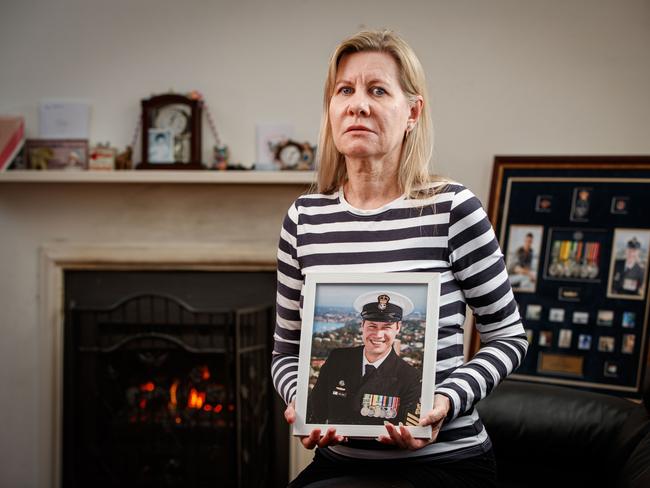 Julie-Ann Finney with a portrait of her son Dave Finney. Picture Matt Turner