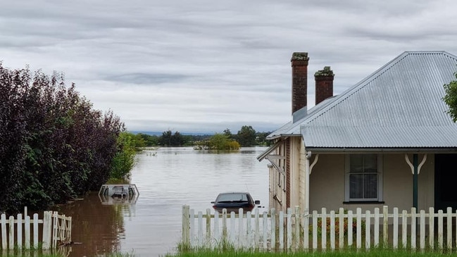 The flooding near Camden on Tuesday morning. Picture: Jillaine Duve