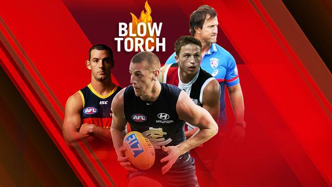 Blowtorch: Adelaide's Taylor Walker, Carlton's Liam Jones, St Kilda's Jack Billings, Western Bulldogs' Luke Beveridge