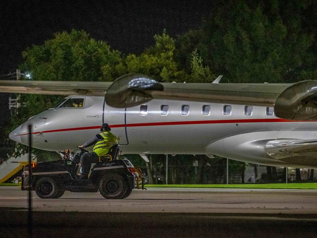 Taylor Swift’s private plane touches down in Melbourne. Picture: Jake Nowakowski