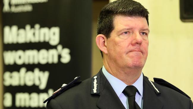 Commissioner Brett Pointing said there was only one man who could run a specialised unit to crack down on outlaw gangs – Jim Keogh. Picture: Glenn Barnes