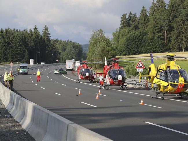 Rescue helicoptersat the scene. Picture: AP