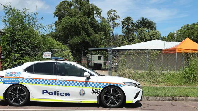NT Police investigate a suspected domestic violence homicide after a 31-year-old woman allegedly fatally stabbed her 33-year-old partner and a 51-year-old woman at a home in Alawa on Friday, February 28. Picture: Zizi Averill