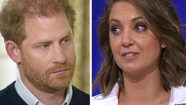 Prince Harry and Channel 9 star Brooke Boney. Picture: ITV, Channel 9.