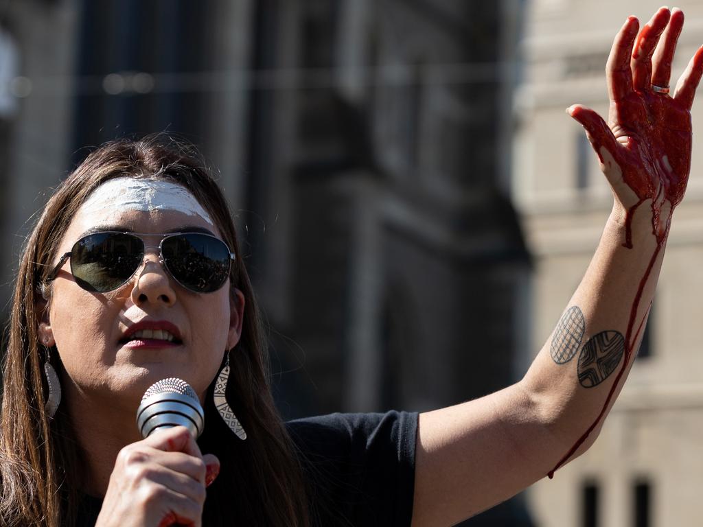 Lidia Thorpe last September during an Abolish the Monarchy protest. Picture: Asanka Ratnayake/Getty Images