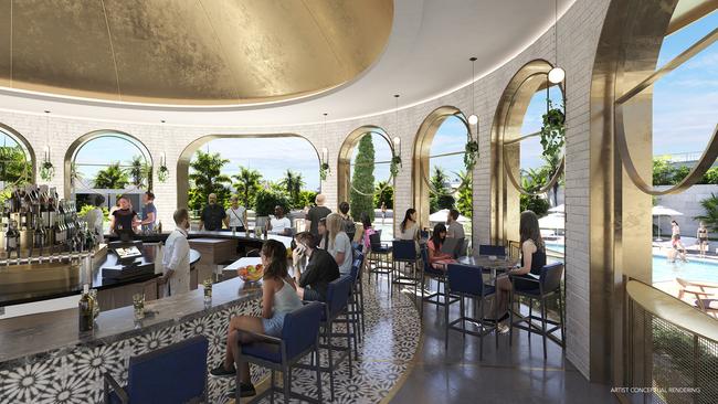Lotus Lagoon is a poolside bar and grill at Universal Helios Grand Hotel. Photo: Universal Epic Universe